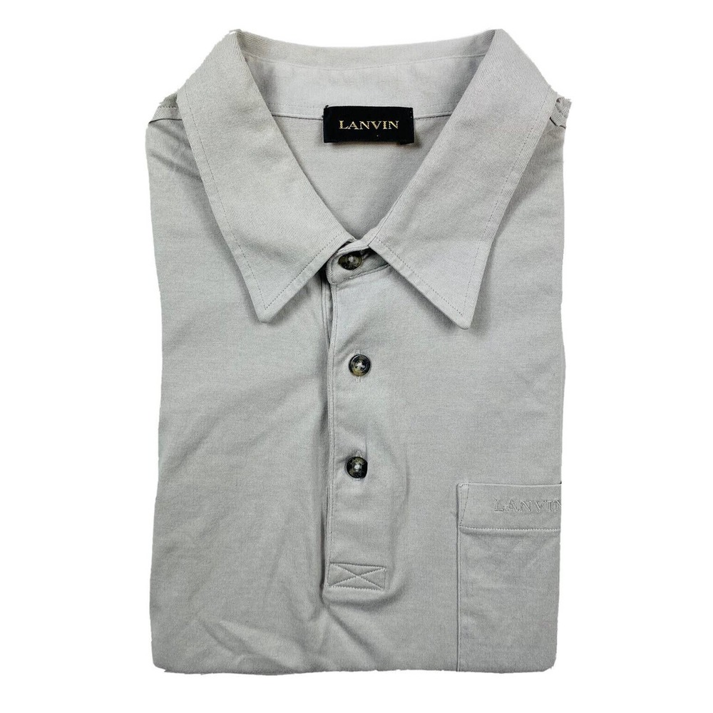 Lanvin Gray Mens Embroidered Logo Polo Pocket Size Mens Large Excellent
